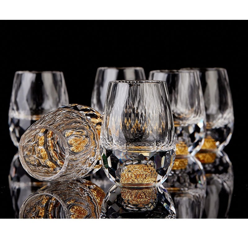 DUJUST Diamond Shot Glasses (1.5oz), Crystal Shot Glass Set Decorated with 24K Gold Leaf Flakes, Luxury & Cute Shot Cups, BPA-Free & Lead-Free, Perfect for DÃ©cor & Collection, Gift Choice - 6 pcs - Image 1