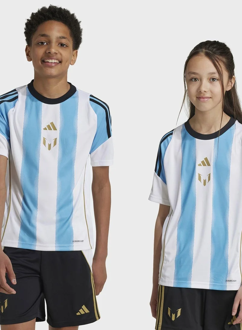 adidas قميص كرة قدم ميسي للأطفال 5-6 سنوات أبيض