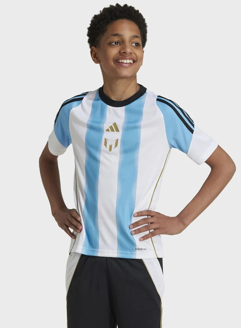adidas قميص كرة قدم ميسي للأطفال 5-6 سنوات أبيض