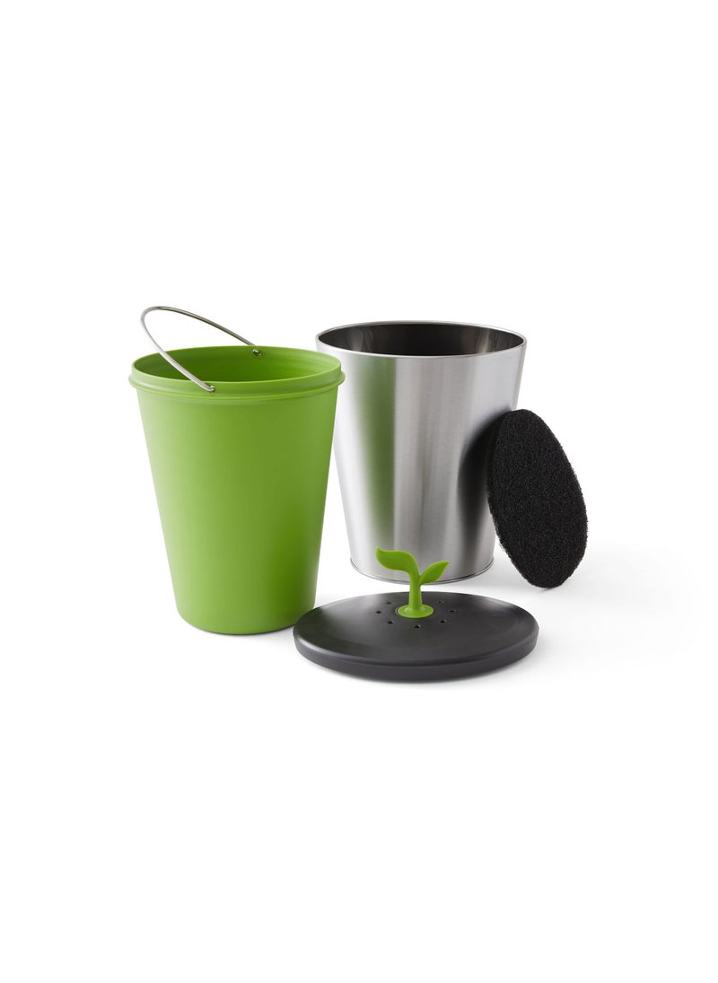 Chef'n Chefn EcoCrock Countertop Compost Bin 33 Liter Steel Gray 