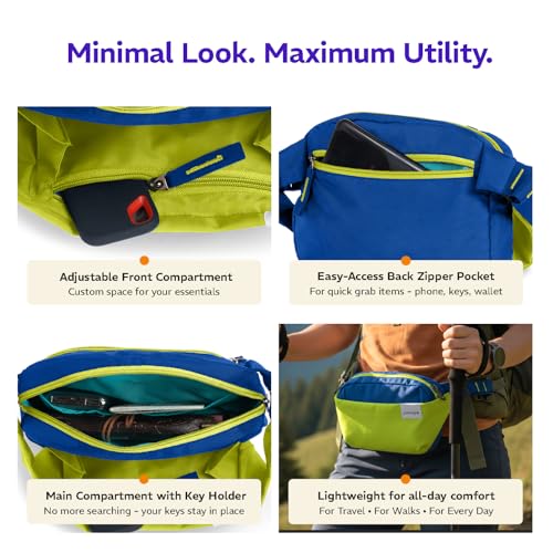 Provogue Rover Waist Bag for Men & Women, Crossbody Waist Pouch with Zippered Compartments & Adjustable Strap,Multipurpose Fanny Pack for Travel & Outdoor Activities Chest Bag, Electric Blue - Image 5
