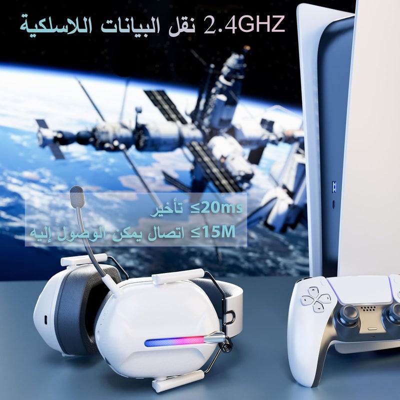 OMIRE 2.4GHZ Wireless Gaming Headphones for PC, PS5, PS4,Switch, Mac,FPS With Microphone Noise Canceling,Bluetooth 5.3 Gaming Headset Wireless,Stereo Sound,ONLY 3.5MM Wired for Xbox Series,45H Batter - Image 4