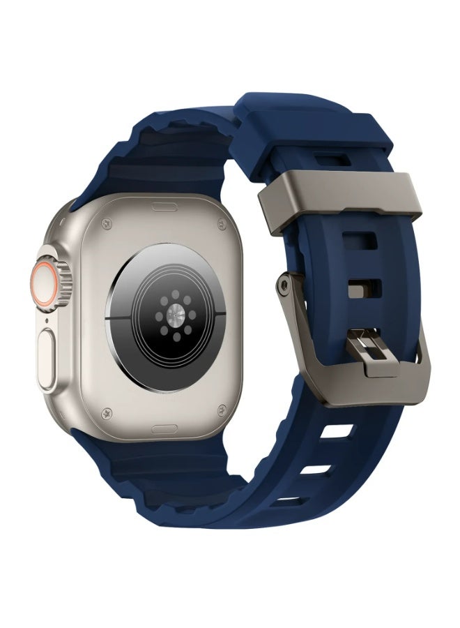 Soft Silicone Strap For Apple Watch Ultra/Series 10 9 8 7 6 5 SE High end Bracelet Wristband iWatch 46mm 45mm 49/44mm/42mm (Blue) - Image 1