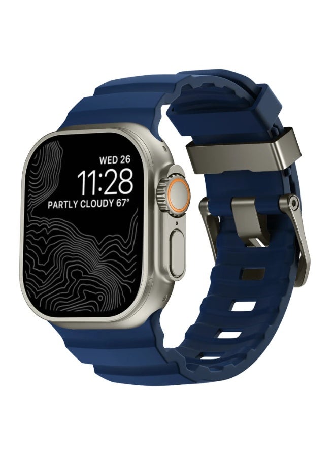 Soft Silicone Strap For Apple Watch Ultra/Series 10 9 8 7 6 5 SE High end Bracelet Wristband iWatch 46mm 45mm 49/44mm/42mm (Blue) - Image 2