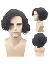 BERON Short Curly Fluffy Cool Natural Looking Cosplay Party Halloween Costume Wigs Come with Wig Cap (Black) - Image 5