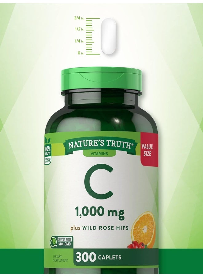 natures truth Vitamin C 1000mg Caplets with Wild Rose Hips for Adults - Image 4