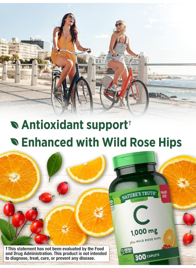 natures truth Vitamin C 1000mg Caplets with Wild Rose Hips for Adults - Image 3
