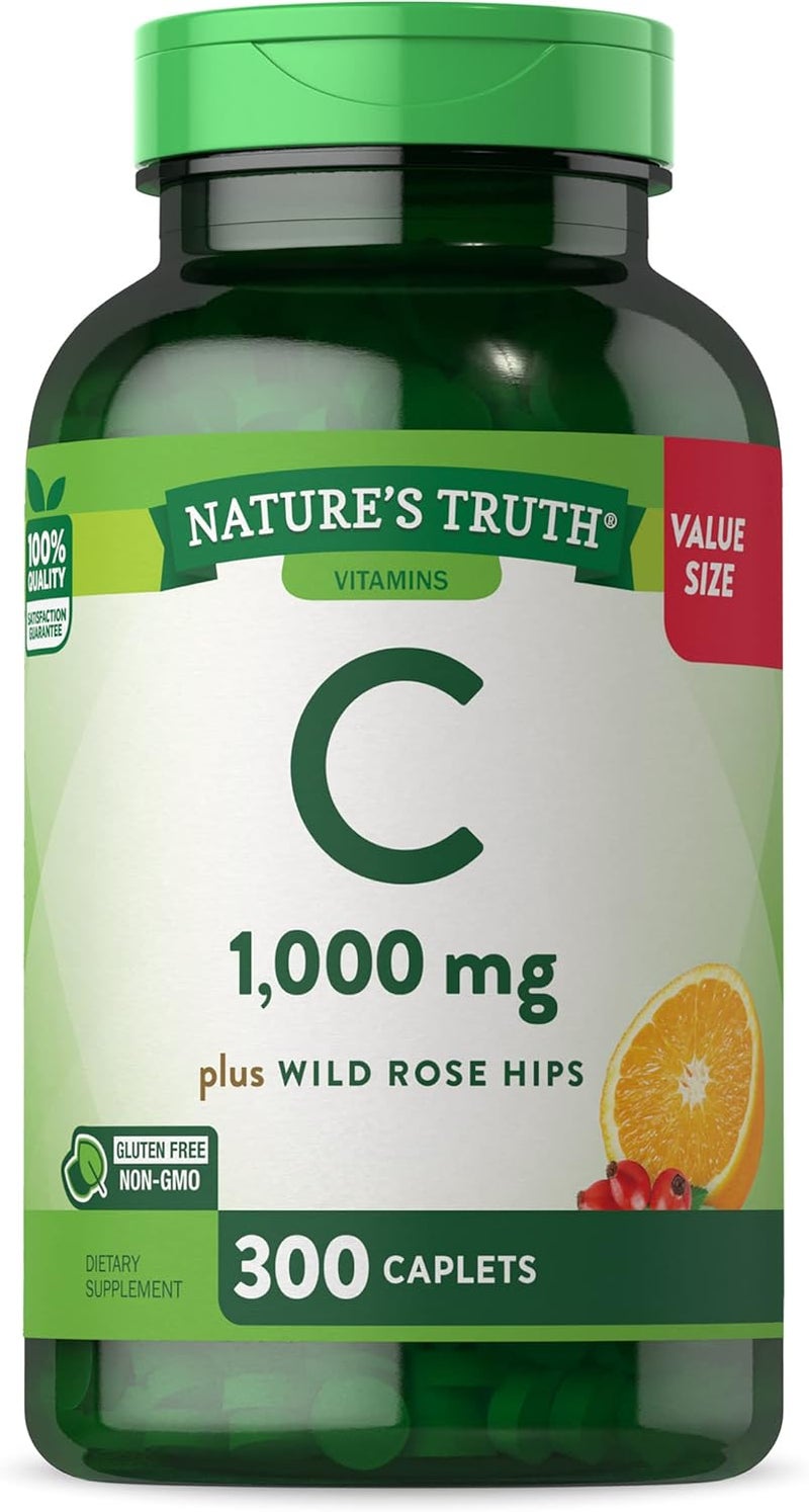 natures truth Vitamin C 1000mg Caplets with Wild Rose Hips for Adults - Image 1