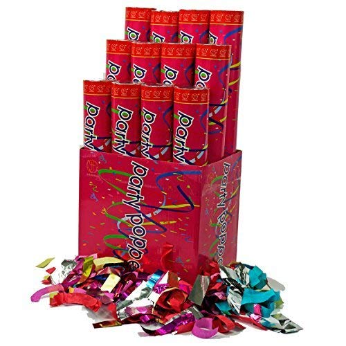 Confetti Cannons (12 Pack) Large (12 Inch) Confetti Cannons Air Compressed Party Poppers Indoor and Outdoor Safe Perfect For Any Party New Years Eve or Wedding Celebrations Shoot Streamers 10 Foot - Image 2
