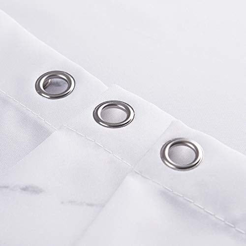YOSTEV Marble Bathroom Shower Curtain,Grey and White Fabric Shower Curtain with Hooks,Unique 3D Printing,Decorative Bathroom Accessories,Water Proof,Reinforced Metal Grommets,Standard 72x72 Inches - Image 4