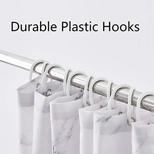 YOSTEV Marble Bathroom Shower Curtain,Grey and White Fabric Shower Curtain with Hooks,Unique 3D Printing,Decorative Bathroom Accessories,Water Proof,Reinforced Metal Grommets,Standard 72x72 Inches - Image 5