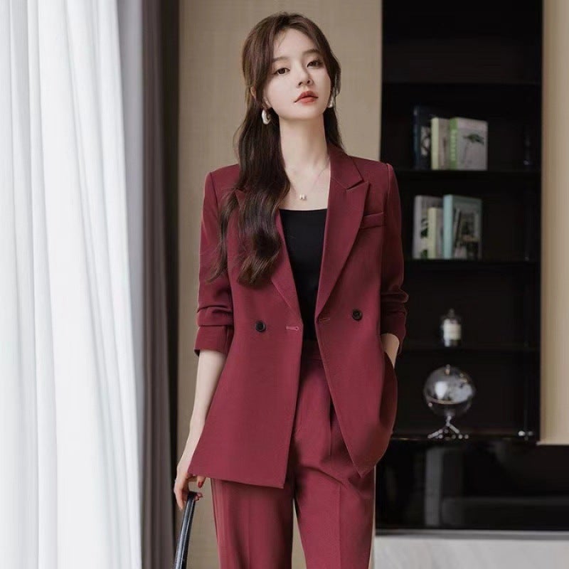Elegant Womens Spring Summer 2024 New High-End Professional Suit Casual Western-Style Clothes Jacket Red  - Image 1