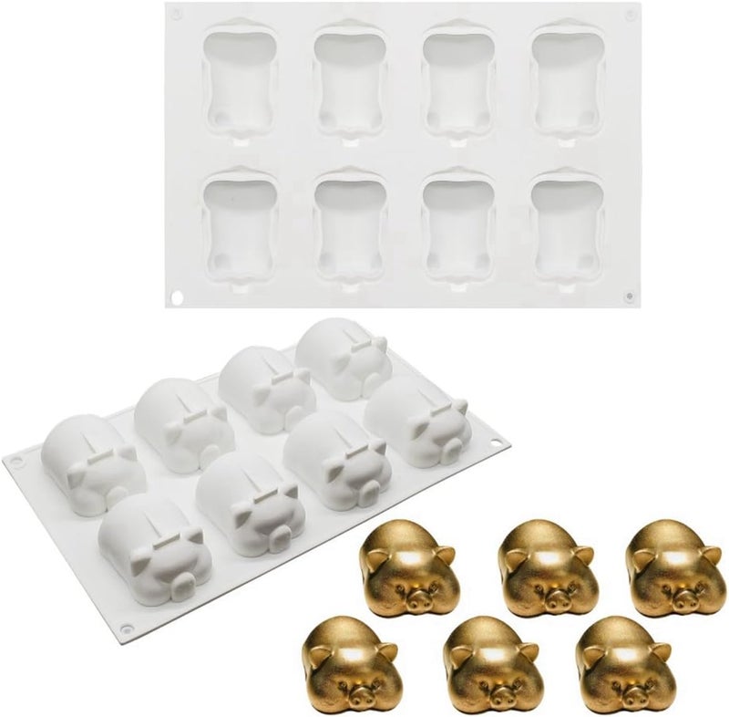 mostsom Silicone Pig Mold Fondant Mold Chocolate Cake MoldMousse Cake Decoration Dessert Baking Mold DIY Candle Model (G_ Pig) - Image 1