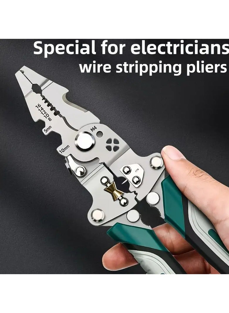 Loquat Multifunctional Foldable Wire Strippers, Multifunctional Wire Stripper, Cable Wire Cuttimg Crimper Tool, Special Wire Strippers for Electricians, Can Strip Wires, Cut Wires, Twist Water Pipes, Crimp - Image 2