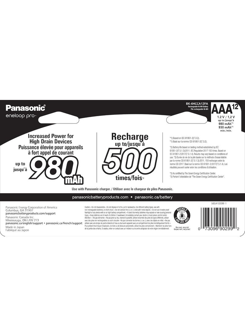 eneloop Eneloop Panasonic BK4HCCA12FA pro AAA High Capacity NiMH PreCharged Rechargeable Batteries 12Battery Pack  - Image 2