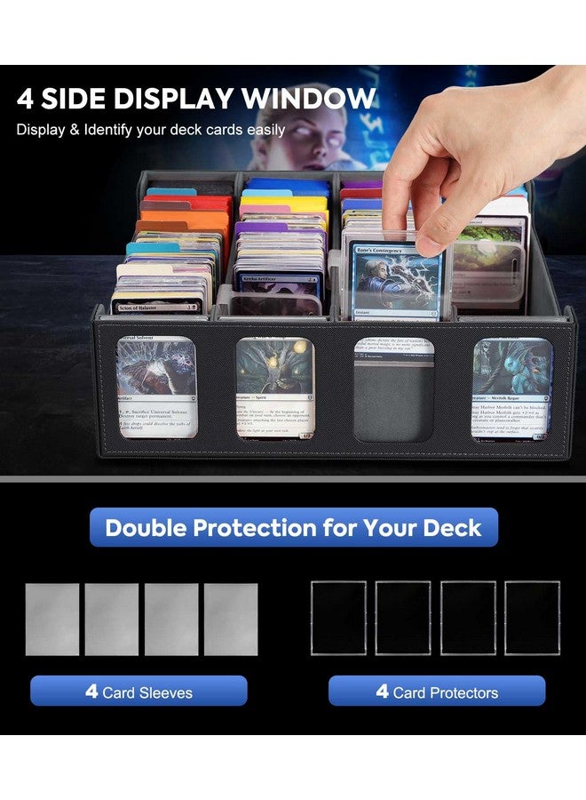 MoKo Card Storage Box for Trading Cards, 3000+ MTG Deck Box with 24 Colorful Dividers & 4 Card Supporters, Commander Card Deck Case with Display Window, Fits for Magic Game Cards, YugiOh, Black Grey - Image 4