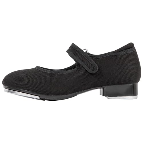Linodes Canvas Upper Easy Strap Tap Shoe Dance Flats for Girls and Boys (Toddler/Little Kid/Big Kid)-Black-9M-Toddler - Image 2
