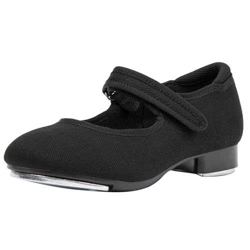 Linodes Canvas Upper Easy Strap Tap Shoe Dance Flats for Girls and Boys (Toddler/Little Kid/Big Kid)-Black-9M-Toddler - Image 1