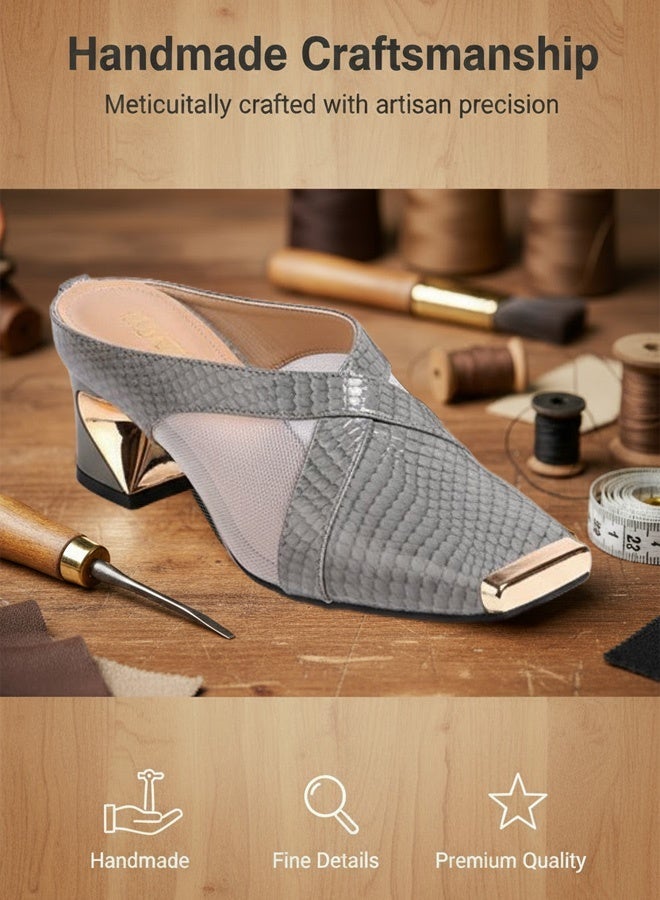 Stylish Square-Toe Textured Slip-On Sandals - Image 5