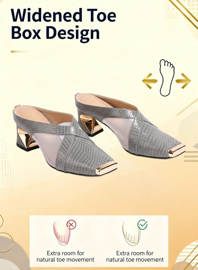 Stylish Square-Toe Textured Slip-On Sandals - Image 2