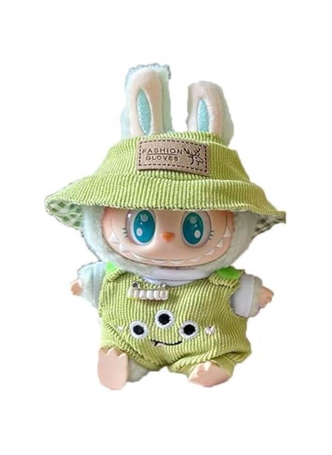 Arabest Labubu Clothes 3-Piece Outfit Set - Hat, T-Shirt  Overalls for 17cm Dolls - Perfect for Playtime, Display  Customization (Green)  - Image 1