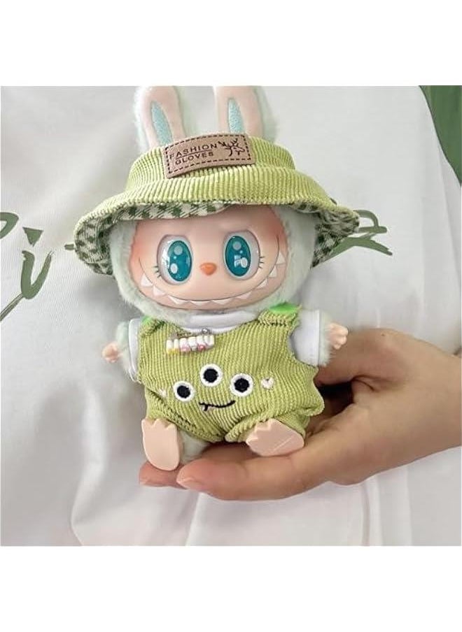 Arabest Labubu Clothes 3-Piece Outfit Set - Hat, T-Shirt  Overalls for 17cm Dolls - Perfect for Playtime, Display  Customization (Green)  - Image 3