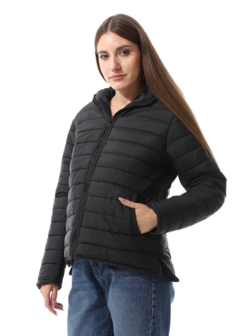 Andora جاكيت بافر مقاوم للماء بسحاب - أسود - Image 2