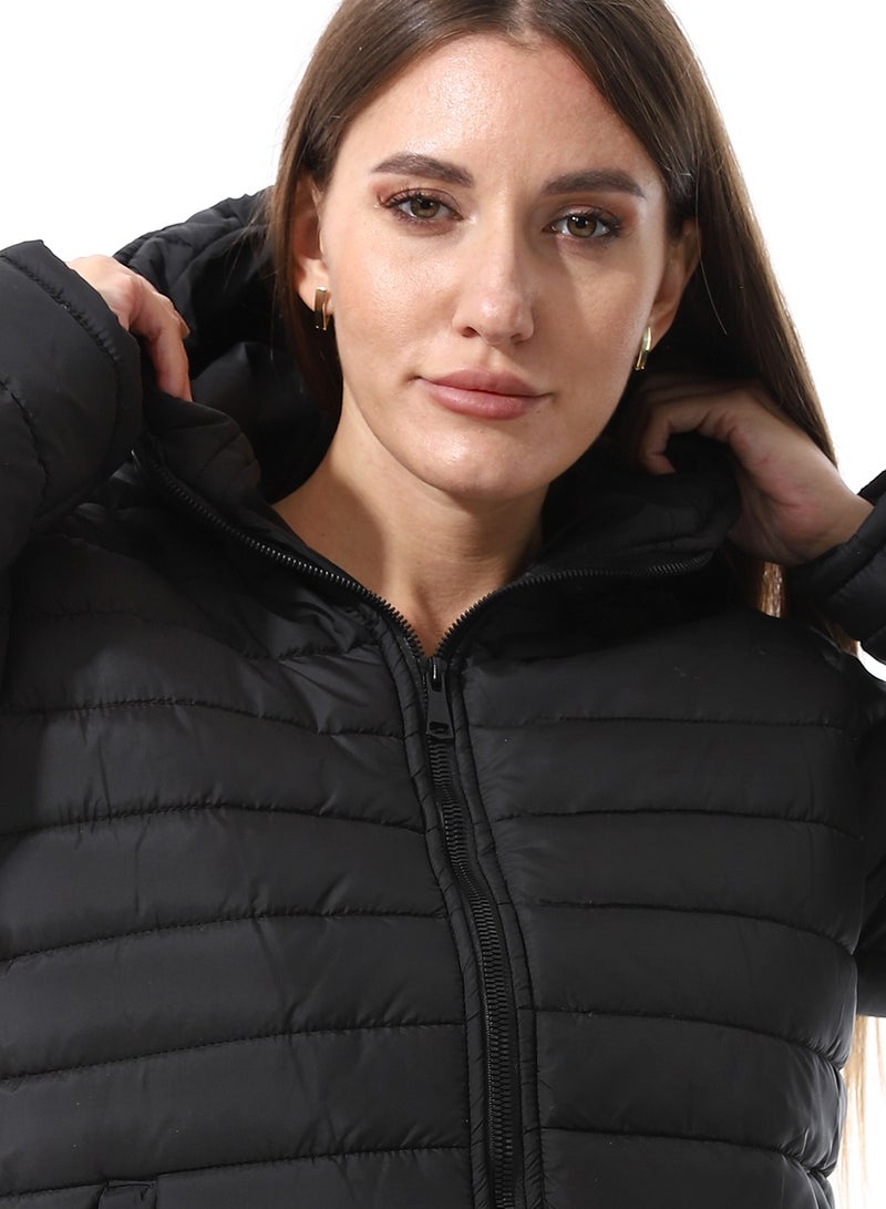 Andora جاكيت بافر مقاوم للماء بسحاب - أسود - Image 4