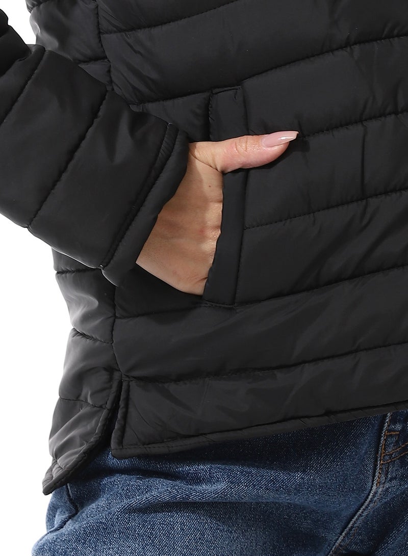 Andora جاكيت بافر مقاوم للماء بسحاب - أسود - Image 5