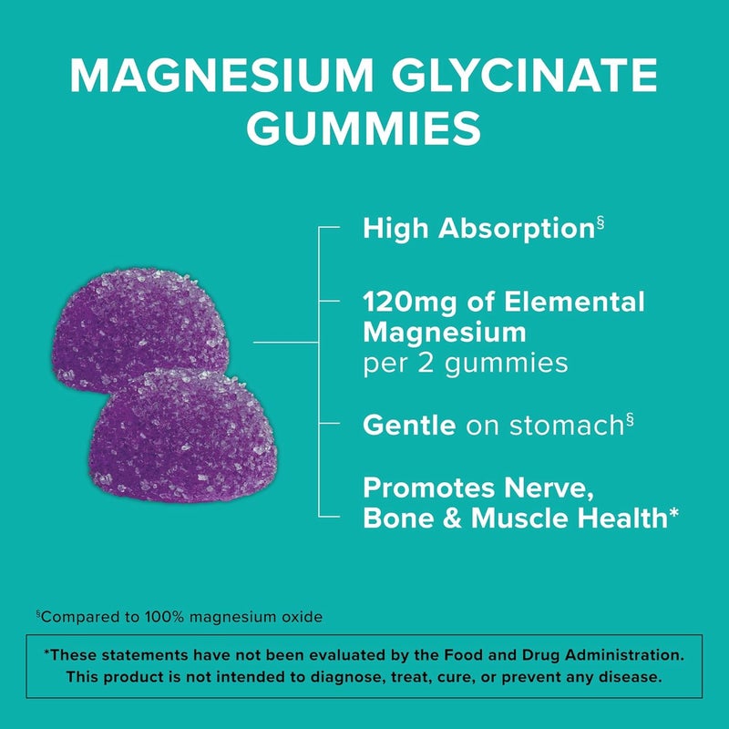 Qunol Magnesium Glycinate Gummies 120mg of Magnesium Glycinate High Absorption Mixed Berry 90 Count Pack of 1 - Image 3