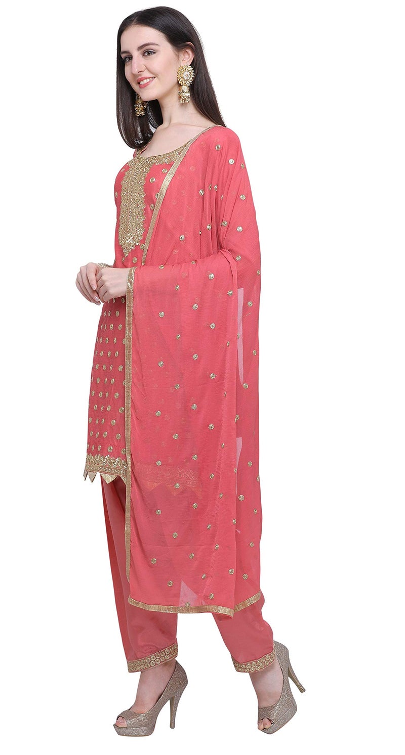EthnicJunction Women's Chanderi Cotton Embroidered Unstiched Dress Material (EJ3400-Patiala Goli- Navy) - Image 2