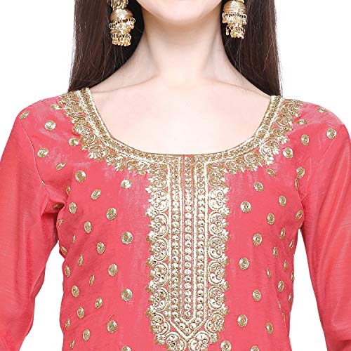 EthnicJunction Women's Chanderi Cotton Embroidered Unstiched Dress Material (EJ3400-Patiala Goli- Navy) - Image 5