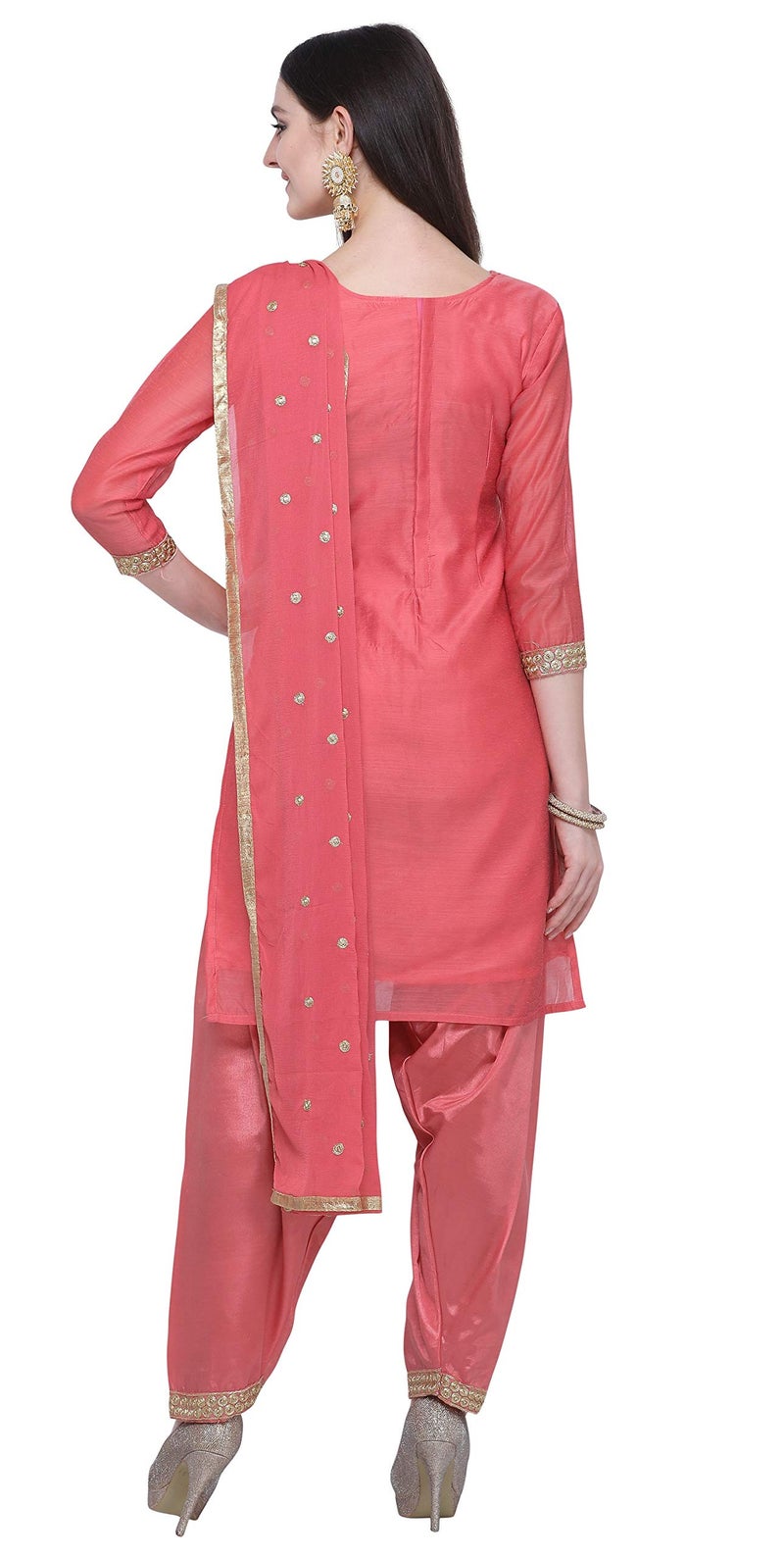 EthnicJunction Women's Chanderi Cotton Embroidered Unstiched Dress Material (EJ3400-Patiala Goli- Navy) - Image 3