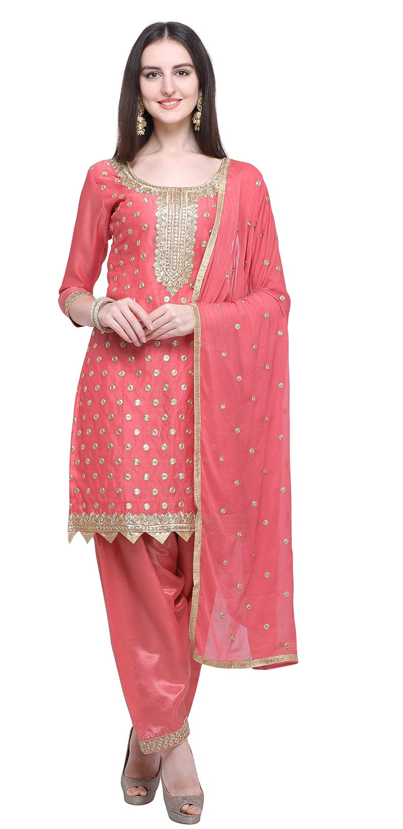 EthnicJunction Women's Chanderi Cotton Embroidered Unstiched Dress Material (EJ3400-Patiala Goli- Navy) - Image 4