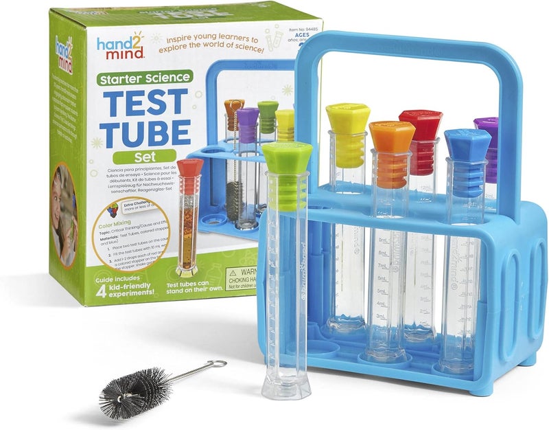 hand2mind hand2mind Starter Science Lab  Flat Bottom Test Tubes with Lids Six Tube Rack for Kids Experiments - Image 3