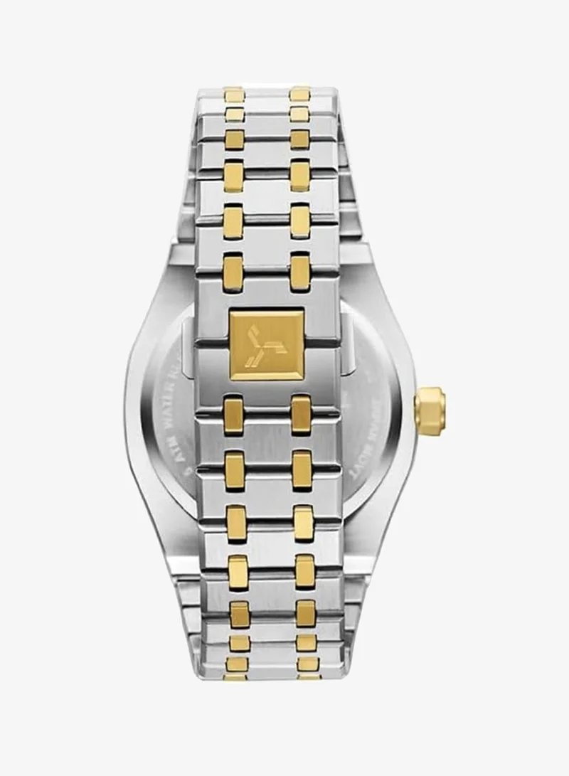 Tornado Green Tornado Aurora Men's Miyota 6P29 Movement Watch, Multi Function Display and Stainless Steel Brushed Bracelet Strap - T23104-TBTG, Two Tone Gold for Men | Best Price UAE