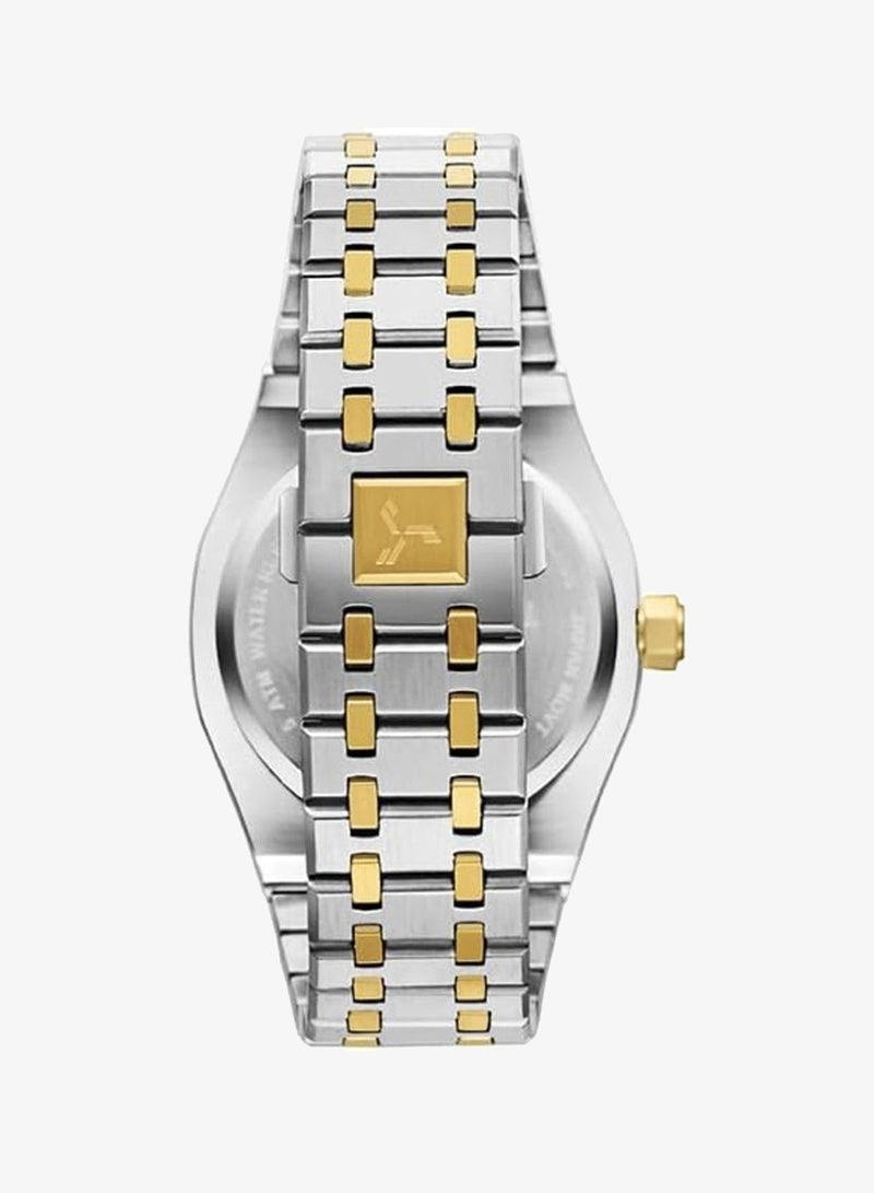 Tornado Aurora Men's Miyota 6P29 Movement Watch, Multi Function Display and Stainless Steel Brushed Bracelet Strap - T23104-TBTG, Two Tone Gold - Image 3
