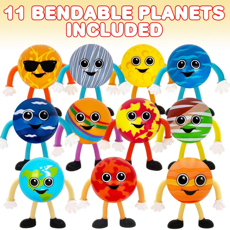 ArtCreativity Bendable Planets (Set of 11) Bendable Planet Toys for Kids, Outer Space Party Favors for Boys & Girls, Stress Relief Fidget Toy, Educational Toys for Kids, Goodie Bag Stuffers - Image 2
