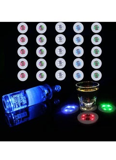 Y&D LED Coaster Light Up Coasters for Drinks Liquor Bottle Stickers Coasters Flash Bar Coaster Club Bar Party Wedding Decor Multicolor 25 Pack  - Image 1