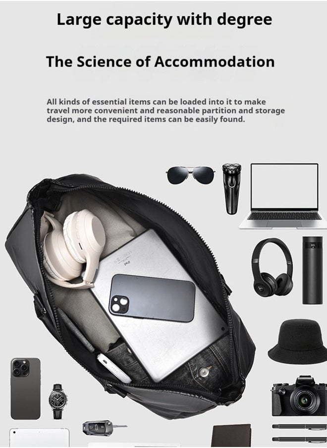 49cm*25cm*28cm Duffle Bag for Men Gym Bag Men Waterproof Travel Duffle Bag for Weekender Overnight Workout Bag (Black, 30L)