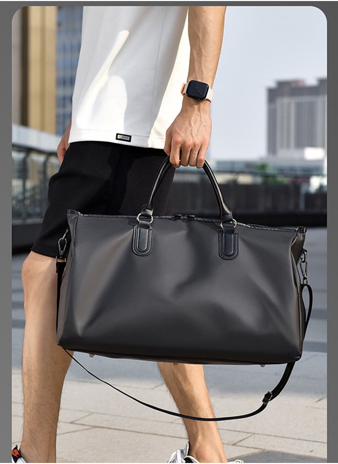 49cm*25cm*28cm Duffle Bag for Men Gym Bag Men Waterproof Travel Duffle Bag for Weekender Overnight Workout Bag (Black, 30L)