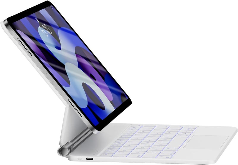 هوو غطاء لوحة مفاتيح HOU لجهاز iPad Air الجيل الخامس، والجيل الرابع من Air مقاس 10.9 بوصة، وiPad Pro مقاس 11 بوصة (الجيل الثالث/الثاني/الأول)، بتصميم مغناطيسي عائم، ولوحة لمس متعددة اللمس، وإضاءة خلفية بـ 7 ألوان، وتخطيط QWERTY - Image 1