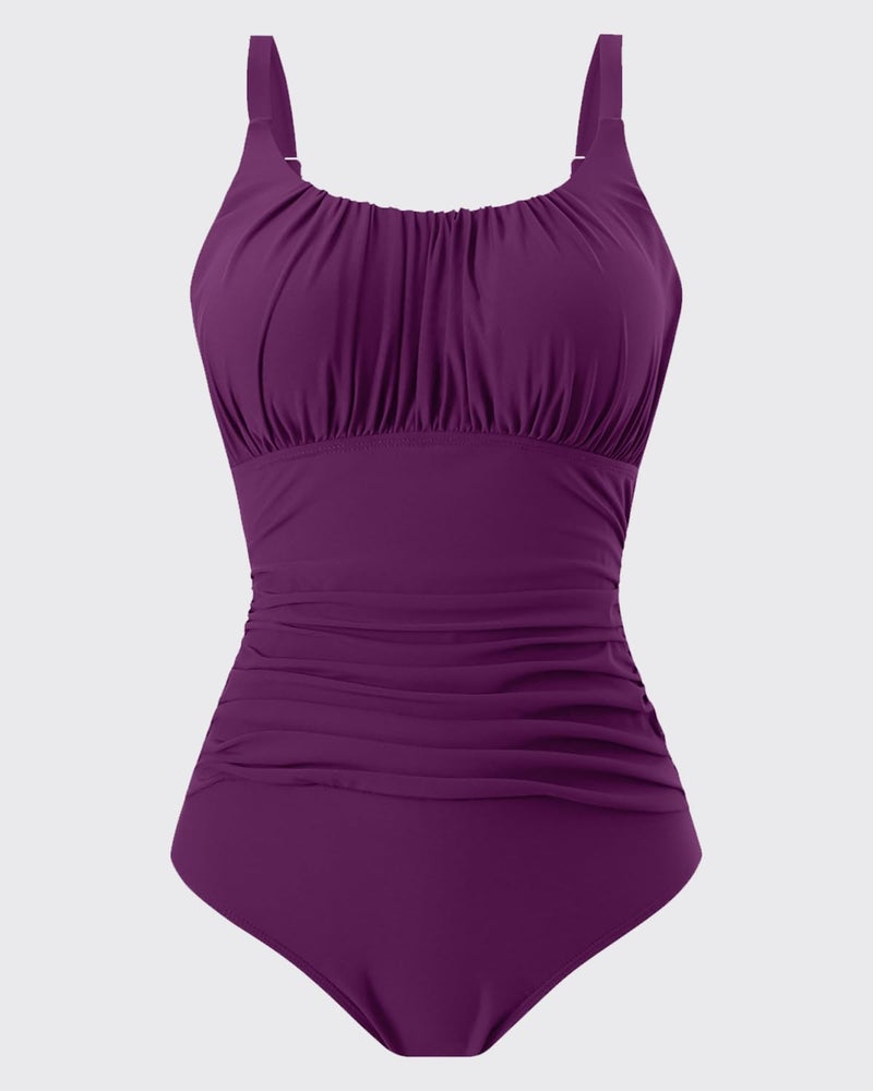 TcIFE Women's One Piece Swimsuit Ruched Tummy Control Square Neck Bathing Suits - Image 4