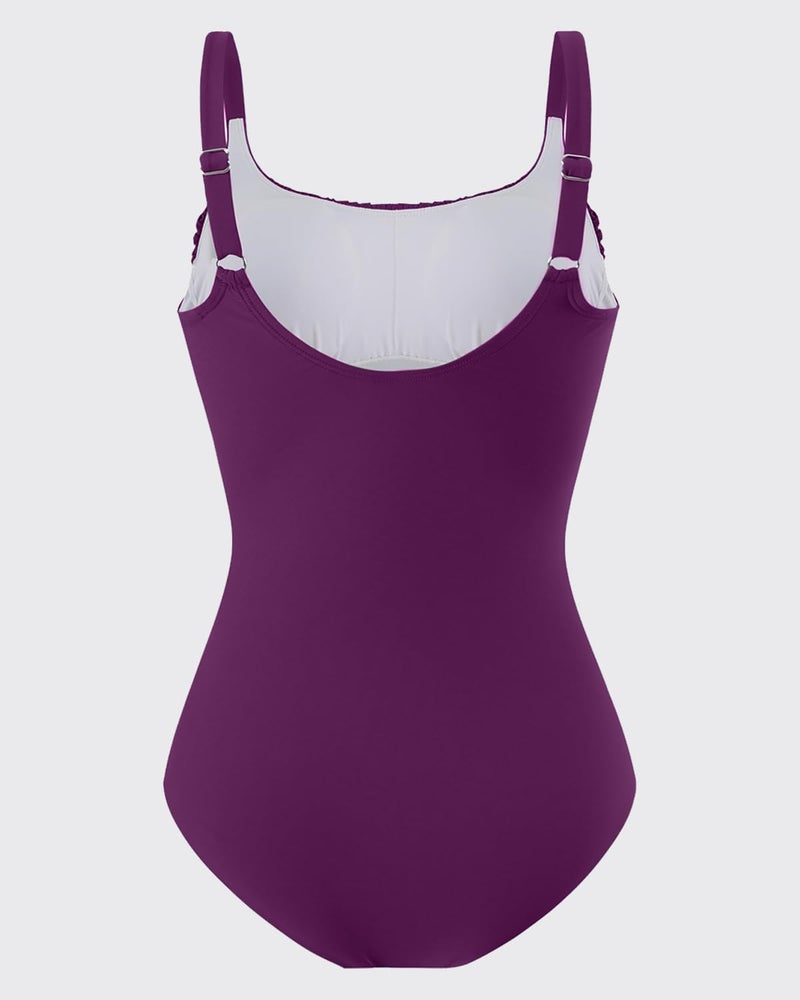 TcIFE Women's One Piece Swimsuit Ruched Tummy Control Square Neck Bathing Suits - Image 5