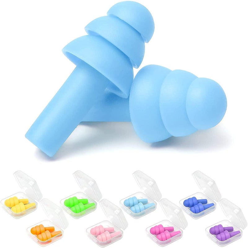 LOVHIDE 10 Pairs Reusable Silicone Earplugs of Noise Reduction Ear Plugs, Noise Cancelling Sound Blocking Earplugs Noise Reduction for Swimming Airplanes Musicians Concerts Silicone (10 PAIRS,Multicolor) - Image 1