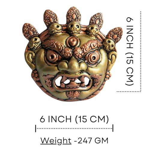 Salvus APP SOLUTIONS Golden Metal Panch Khopadi Bhoot Nazar Battu Wall Hanging – Evil Eye Protector & Vastu Kawach for Home, Shop & Office Entrance (6x6 Inch) - Image 2