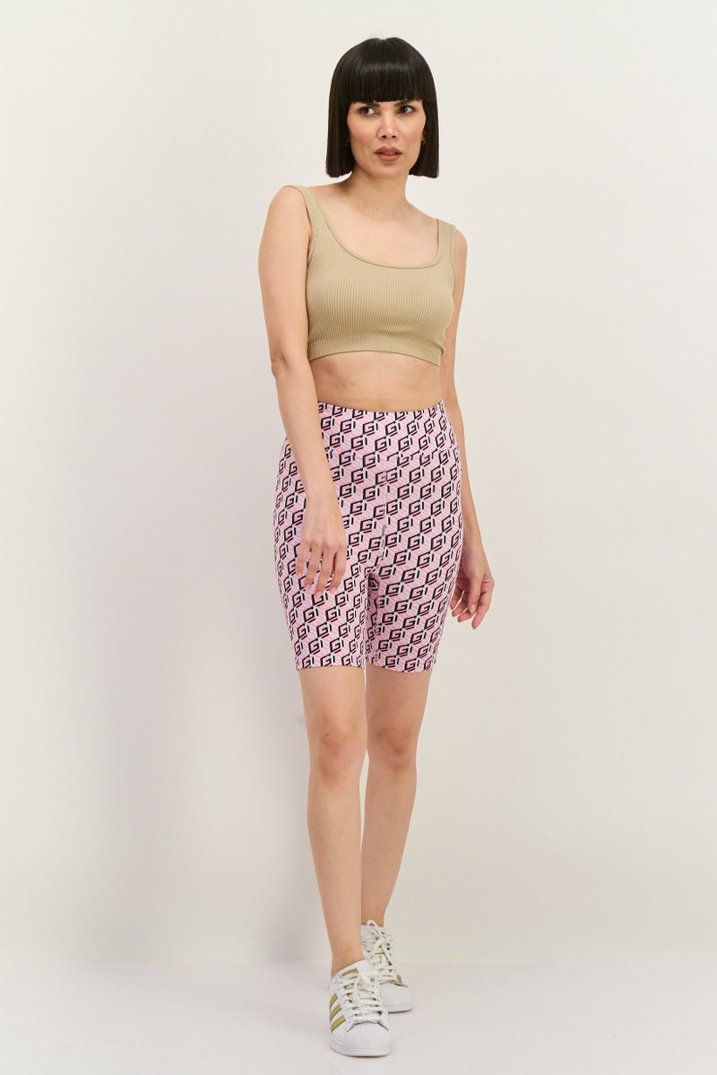 GUESS Women Sportswear Fit Pull On Biker Shorts, Pink Combo - Image 4