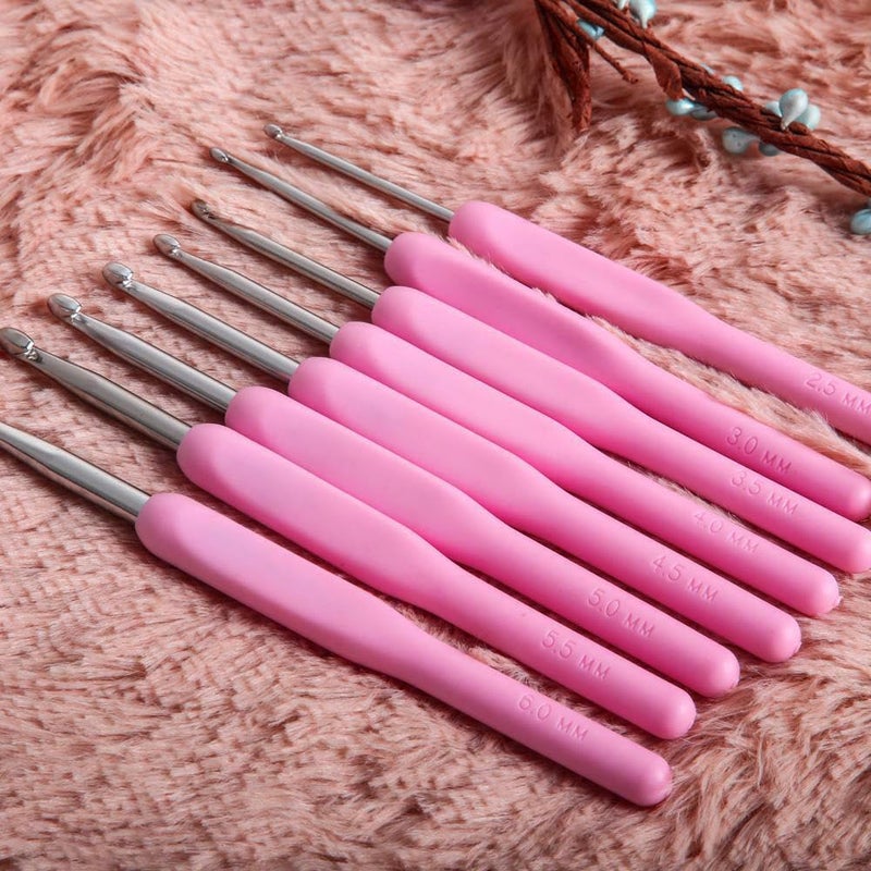Syga Set 8 Size Soft Plastic Handle Aluminum Crochet Hook Knit Needle Crochet Hook Needles Sizes from 25Mm to 6Mm - Image 2