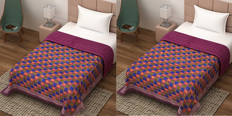 SIBLEY Cotton Quilt Dabu Print Small Elephant Rajasthani Traditional Jaipuri Razai - Set 2 - Image 5
