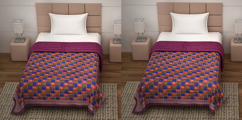 SIBLEY Cotton Quilt Dabu Print Small Elephant Rajasthani Traditional Jaipuri Razai - Set 2 - Image 4